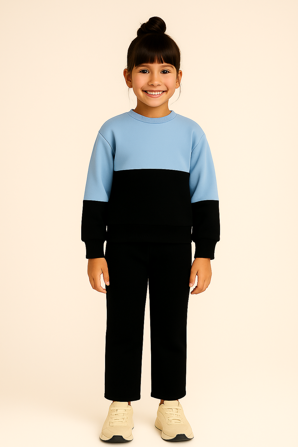 Kids Blue and Black Sweatshirt and Jogger Pant Set – Front View