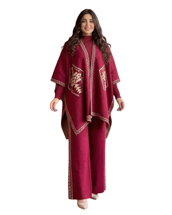 Fucsia Women’s Winter 3-Piece Cape Shawl Set