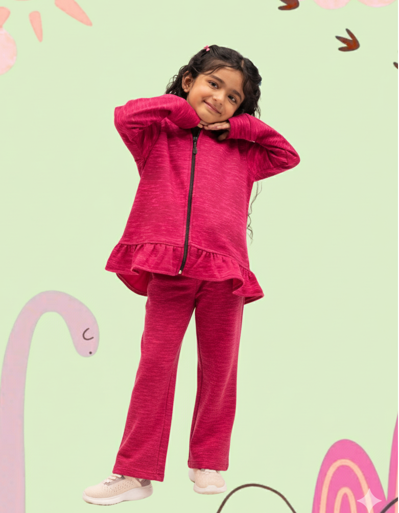 Berry Flounce Hoodie Set