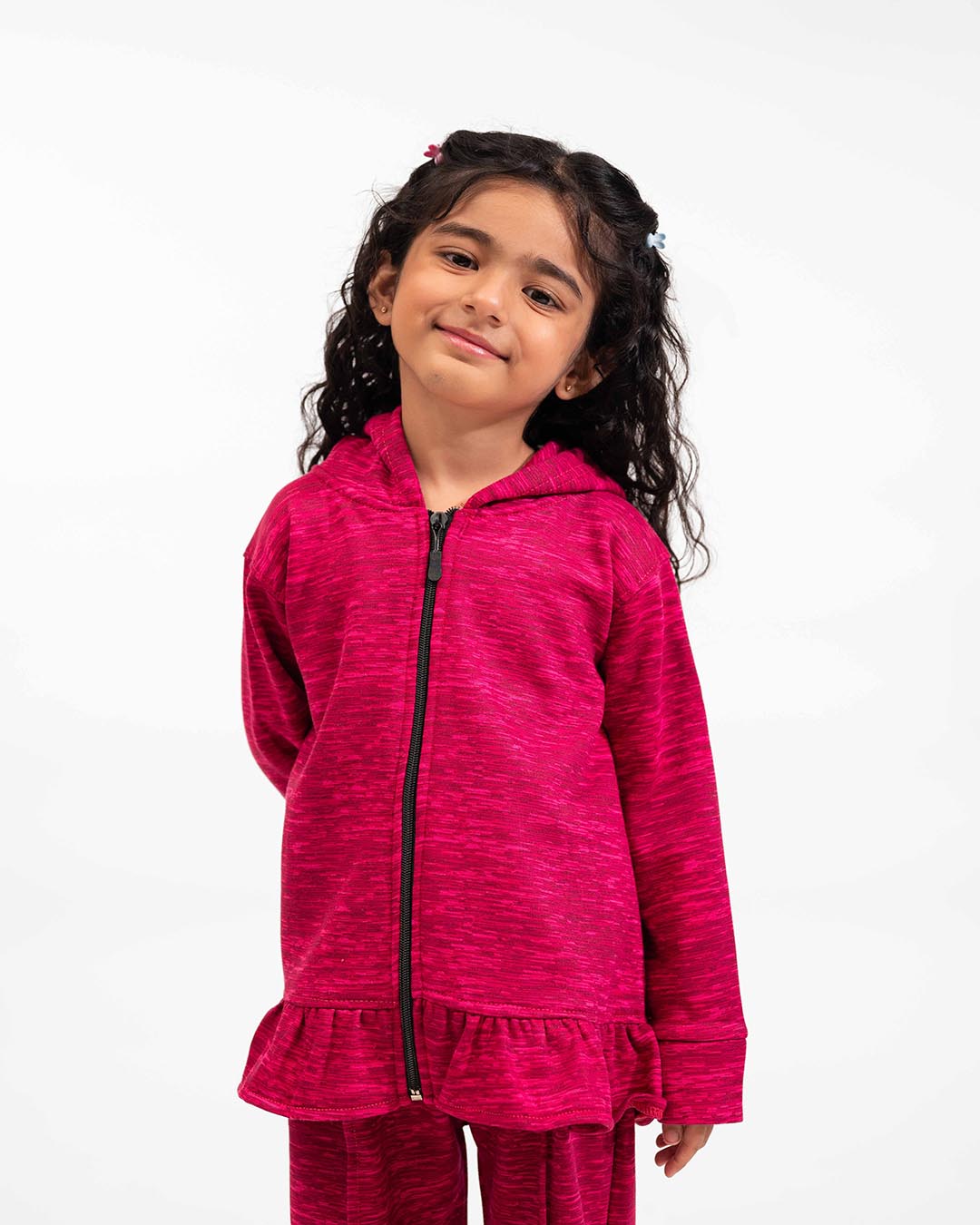 Berry Flounce Hoodie Set